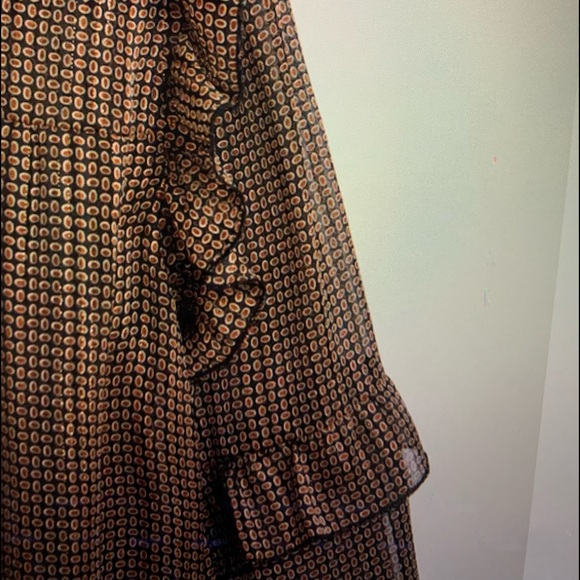 Violeta by Mango Printed Sheer Ruffle Blouse Curvy Plus Size Woman’s Size 18 - Picture 9 of 12